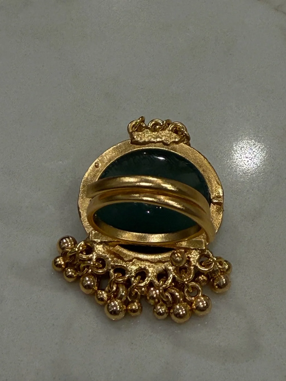 Statement Kundan Adjustable Ring | Green Stone Indian Pakistani Cocktail Ring